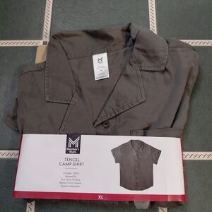 Member's Mark Tencel Camp Shirt - Men's Casual Button-Down, Gray